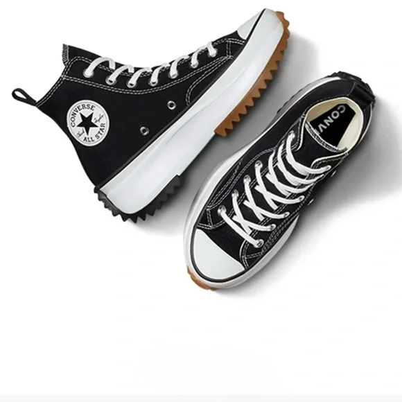 Converse Run Star Hike Canvas Platform Lugged High Top Sneakers Black W 7.5 M 6 - Picture 14 of 15
